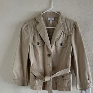 LOFT Tan Utility Belted Jacket
